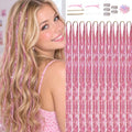 Rose Pink Fairy Hair Tinsel Kit 48 Inch Glitter Hair Extensions for Girls & Women