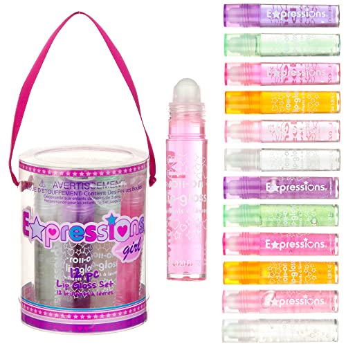 12pc Roll-On Lip Gloss Set for Kids – Fruity Flavors, Non-Toxic