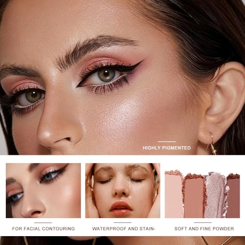 Nude Eyeshadow Palette, Matte & Shimmer Neutral Pink Brown Shades, One-Swipe High Pigment, Fine Silky Powder, Easy Blend Waterproof Long-Lasting Eye Makeup for Daily Natural Glam,Gift-Ready Design-B01