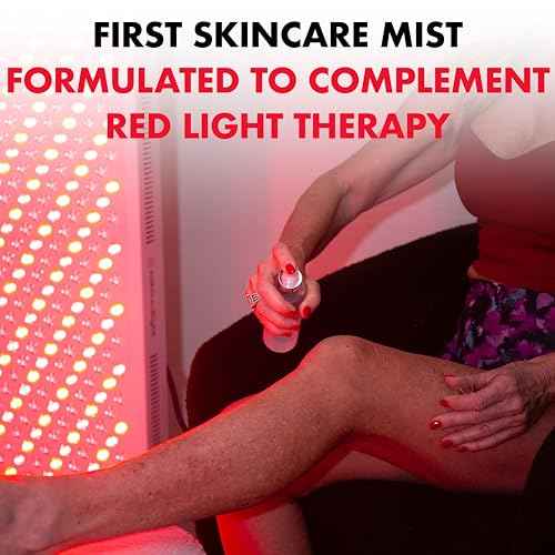 Mito Red Light - MitoAURA¢â: Red Light Therapy-Enhancing Face & Body Spray- Light-Activated Glow Spray with Copper Peptides & Blue Spirulina - Boost Radiance, Firmness & Skin Recovery - 4 FL OZ