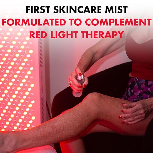Mito Red Light - MitoAURA¢â: Red Light Therapy-Enhancing Face & Body Spray- Light-Responsive Glow Spray with Copper Peptides & Blue Spirulina - Boost Radiance, Firmness & Skin Vitality- 4 FL OZ