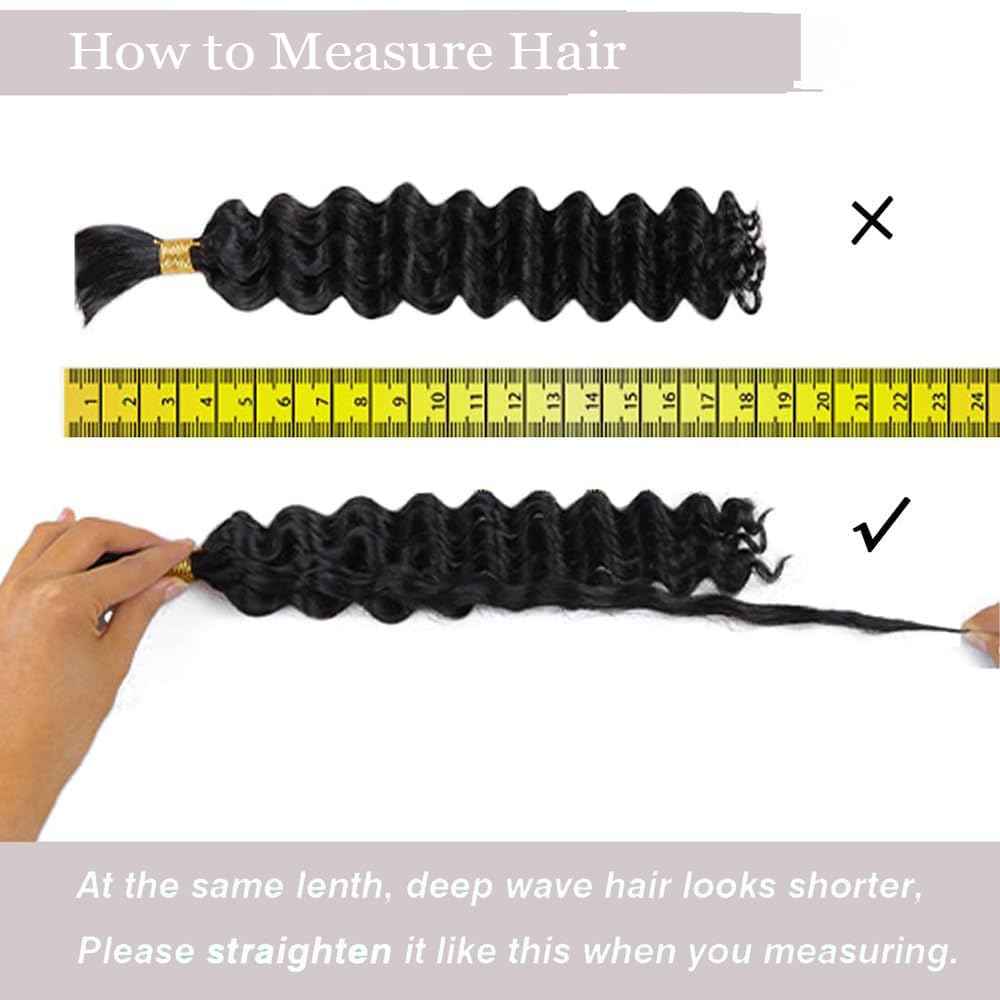 Human Braiding Hair Deep Wave Bulk Human Hair for Braiding 50g 24 inch No Weft Curly Braiding Hair Bulk Human Braiding Hair for Boho Braids Hair Extensions Real Human Hair Natural Color