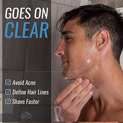 Men's Shave Gel - Clear Shaving Gel So You Can See Where You Are Shaving ? For Full Shaves and Tightening Beard Lines - 8oz by Rocky Mountain Barber Company
