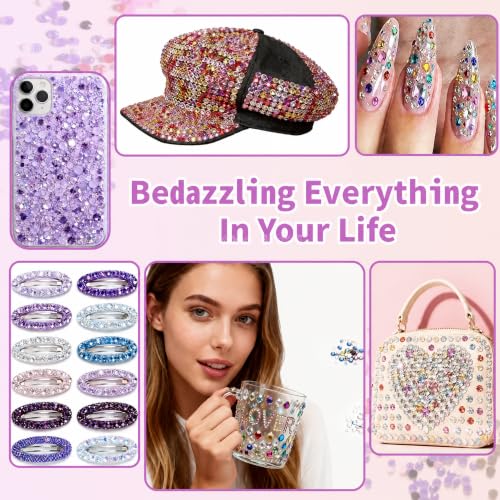 6 Boxes Rhinestone Kit - 56000pcs 3mm Flatback with Glue & Tools