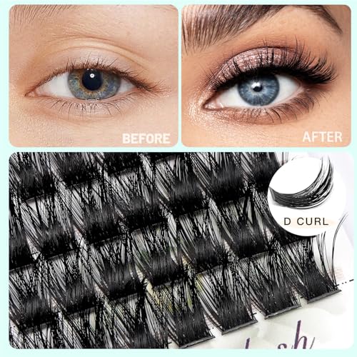 Bodermincer 72 Cluster Bundles 3D Effect Glue Bonded Individual LashEyelash Extensions Natural Style (18MM)