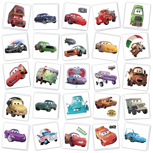 50Pcs Cars Temporary Tattoos for Kids Party Favors