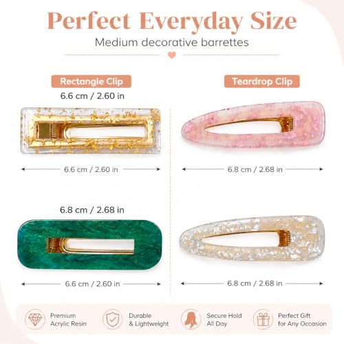 12-Piece Marble Hair Clip Set - Medium Acrylic Barrettes for Women