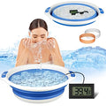 Facial Ice Bath Kit - Foldable Ice Bowl with Reusable Cubes for Cold Plunge (Blue)