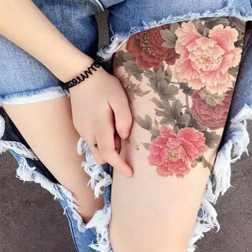 Red Rose Temporary Tattoos for Women - 4 Sheets Waterproof