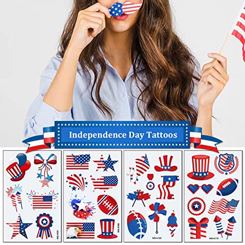 90pcs Patriotic Temporary Tattoos - Red White Blue 4th of July