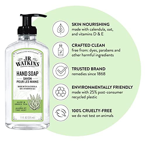 J.R. Watkins Aloe & Green Tea Hand Soap Dispenser Pack of 3 - 11 fl oz