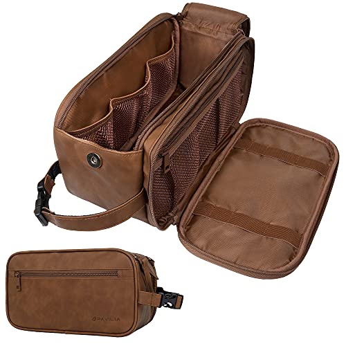 PAVILIA Men's Travel Toiletry Bag, Water-Resistant Dopp Kit