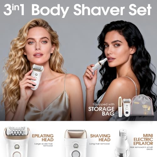 DSP 4-in-1 Beauty Set for Women: Epilator, Hair Removal Device, Electric Shaver & Trimmer, Waterproof with Fast Charging, Includes Accessories ? Perfect Home Hair Device