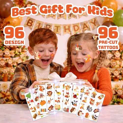 96 PCS Woodland Animal Temporary Tattoos for Kids