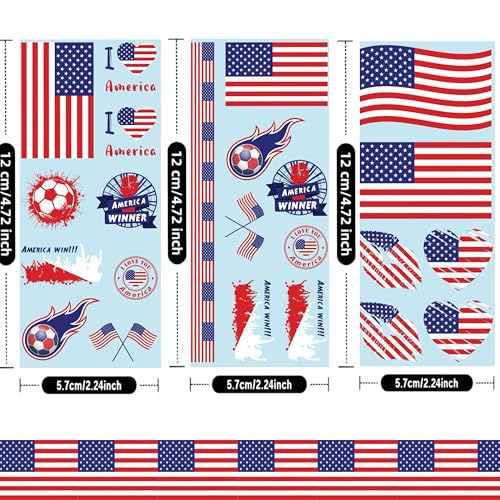 USA Soccer Face Stickers, 16 Sheets Temporary Tattoos