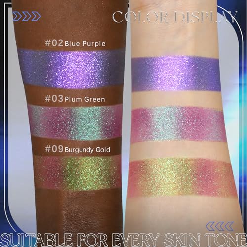 Noerrors Marble Holographic Glitter Eyeshadow Palette, Purple Blue Half Magic Multichrome Sparkly Metallic Cream Eye Shadow, Pigmented Sombras Para Ojos Smooth Long Wear Iridescent Shimmer Eye Makeup