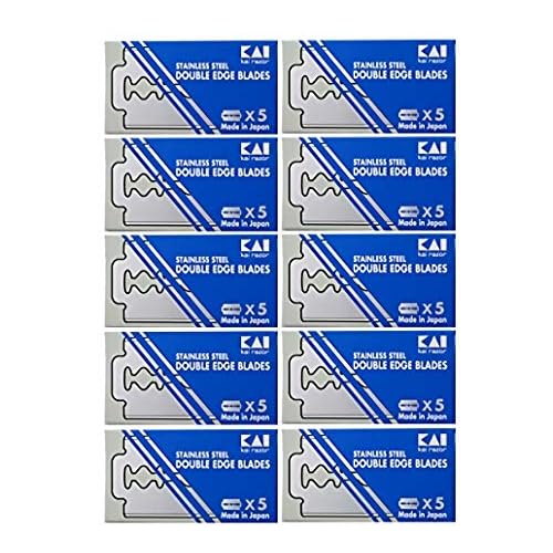 50 Stainless Steel Double Edge Safety Razor Blades from Kai Cutlery