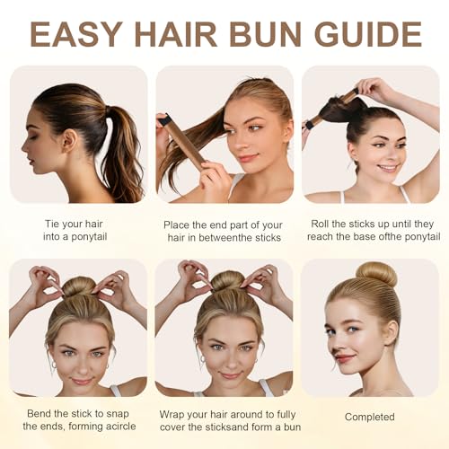 Dark Brown Hair Bun Maker Tool - 4 Pack Snap Ballet Bun