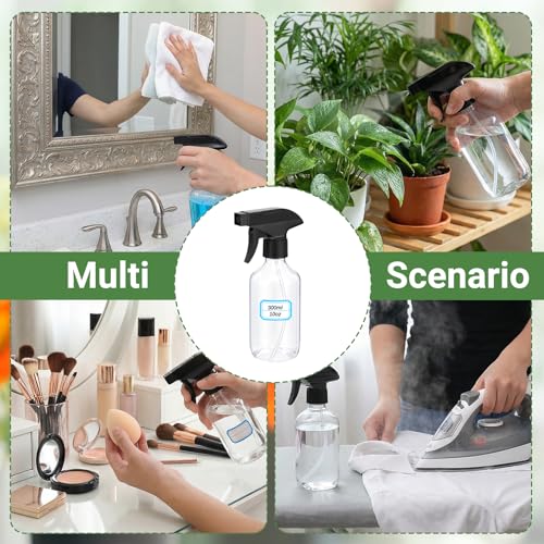 10-Pack 10oz Plastic Spray Bottles with Adjustable Nozzle for Hair, Plants, and Cleaning