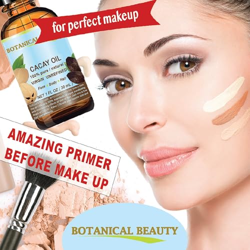 Botanical Beauty CACAY OIL 100% Pure Natural Virgin Unrefined Cold-pressed carrier oil WILD GROW 1 Fl oz 30 ml For Face, Skin, Body, Hair. Anti Wrinkle Face Oil Natural Retinol Vitamin A, Vitamin E