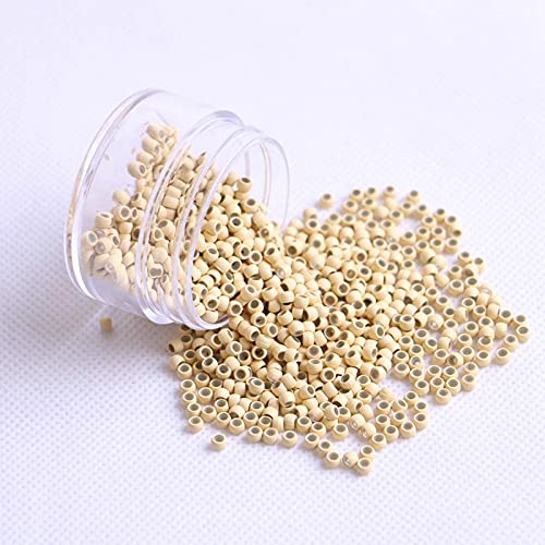 Nano Copper Ring Nano Silicone lined Beads Micro Hair Rings for Nano Tip Hair extension 5Colors available (500Pcs, Beige)