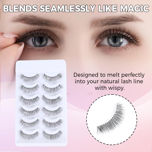 Naked Strip Lashes Multipack,Looks So Natural,Long-Lasting False Eyelashes with Invisiband for Seamless Blend,Easy to Apply,Reusable Strip Lashes,Glue On,6 Pairs,Eyelash glue,1-Pack