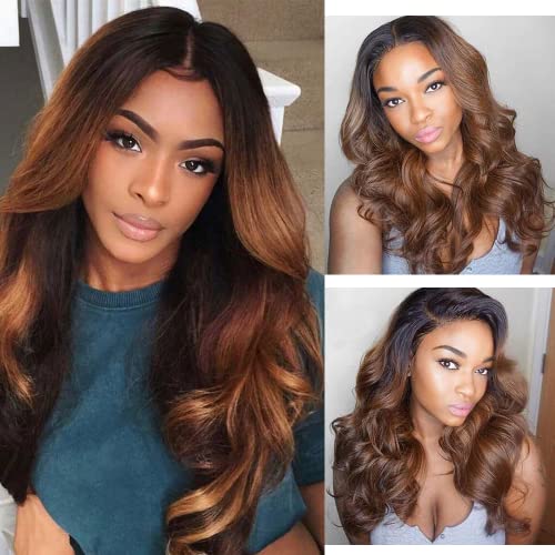 Fridnae Ombre Brown #1B30 Body Wave Human Hair Bundles 24-28 Inch Set