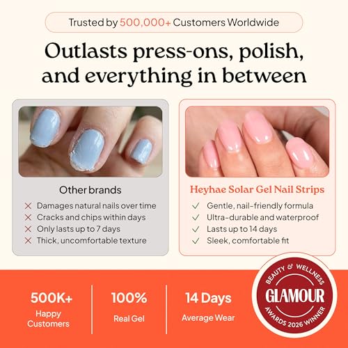 Heyhae Semi Cured Gel Nail Strips - Salon Quality Beige Pink