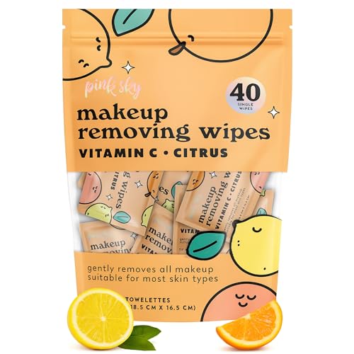 Pink Sky Makeup Remover Wipes - 40 Count, Vitamin C & Citrus