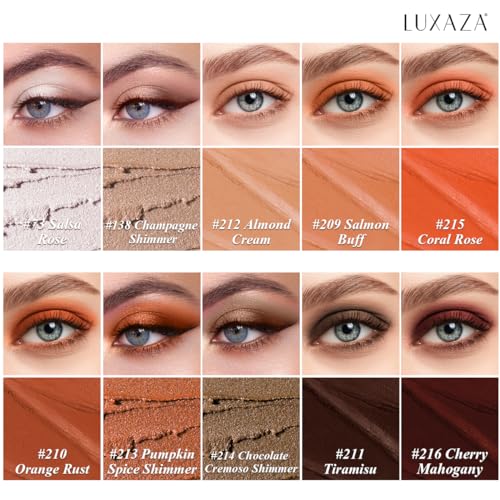 LUXAZA PRO 10PCS Eyeshadow Stick,Shimmer And Matte Brown Metallic Cream Eyeshadow Pencil Crayon with Smudge-proof & Waterproof,Eye Brightener Stick