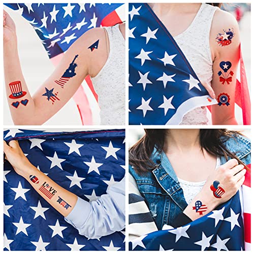 4th of July Temporary Tattoos - 20 Sheets Waterproof Body Art