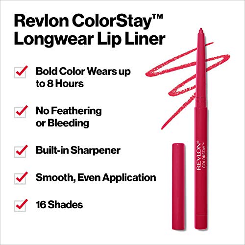 Revlon Lip Liner, Colorstay Face Makeup with Built-in-Sharpener, Longwear Rich Lip Colors, Smooth Application, 680 Blush'