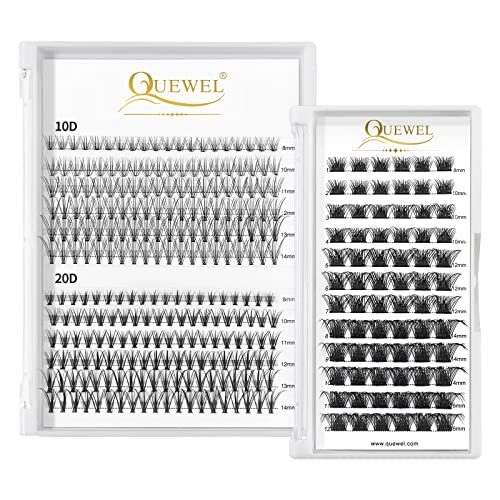 Cluster Lashes 240Pcs 10D+20D D Curl 8-14mm + 72Pcs Wide Stem C/D Curl