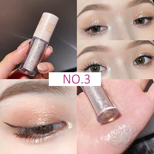 5pcs Liquid Glitter Eyeshadow set- Sparkling Metallic High Pigmented Glitter Eye Shadow Korean Crystals Makeup, Quick Drying Long Lasting Creates High-Impact Multi Dimensional Eye Looks