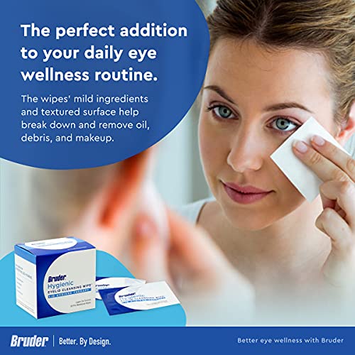 Bruder Eyelid Cleansing Wipes, 30 Count (Pack of 3), Hygienic Eye Care for Removing Excess Oil and Debris from Eyelids and Lashes, Rinse-Free, Unscented, Adults