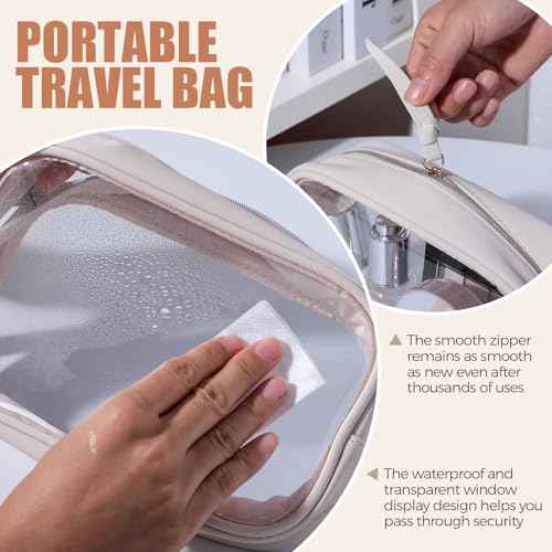 BS-MALL 3 Pack Travel Size Clear Toiletry Bag - Waterproof Makeup Organizer For Brushes & Eye Shadow -Gift Bags For Daily Use & Travel Essentials