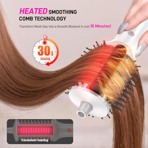 4-in-1 Ionic Hair Dryer Brush with Heated Comb