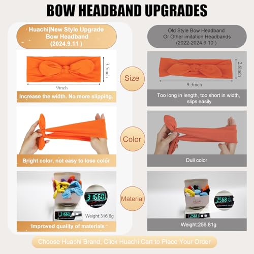 Huachi 12 Pack Bow Headbands for Women - Soft, Stretchy Hair Accessories