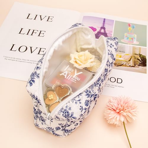 Quilted Makeup Bag Small Cosmetic Pouch Organizer