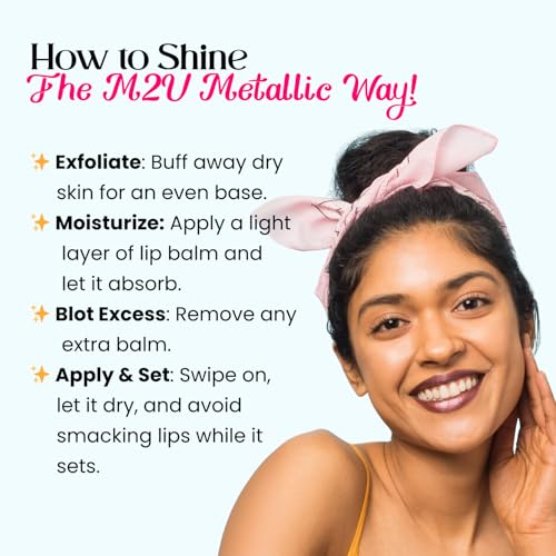 M2U NYC Copper Metallic Liquid Lipstick (0.21 oz.) - Long Lasting Frosted Lipstick with High Impact Color for Smudge Proof Shimmery Finish - No Transfer Glam Glitter Lip Gloss