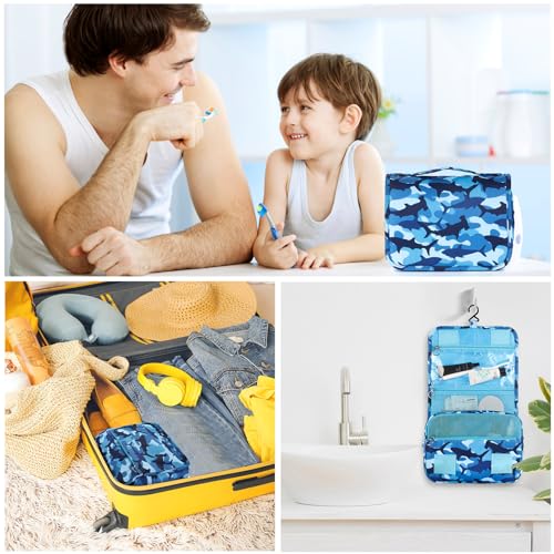 Kids Shark Toiletry Bag - Waterproof Travel Wash Bag