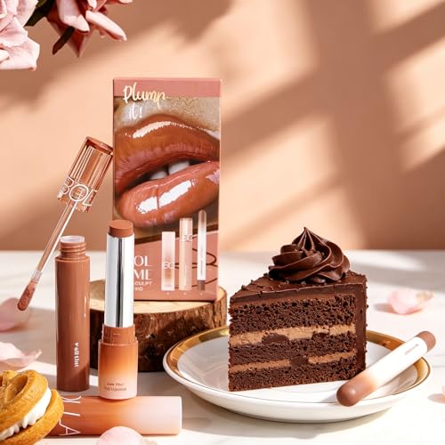 3-Piece Lip Combo Set - Matte Liner, Tinted Balm & Gloss in Mocha Nude
