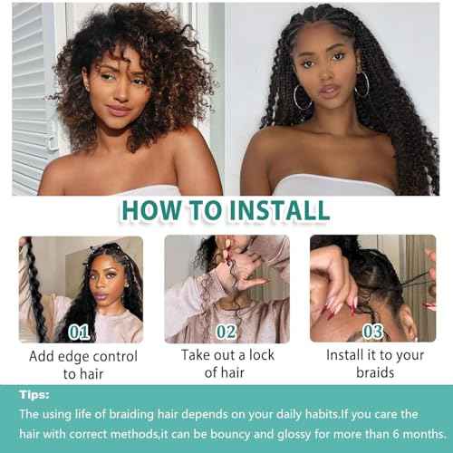 Human Braiding Hair for Boho Braids 200g 18 Inch Deep Wave Boho Hair for Braiding Knotless 12A Curly Hair Extensions Bulk Bohemian 5 Bundles/Pack Natural Color