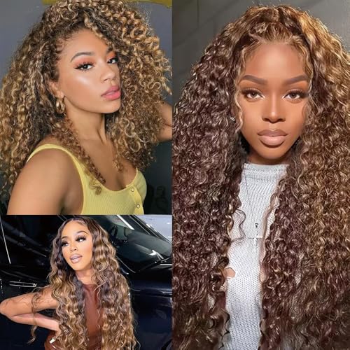 Freiuoke P427 Blonde Deep Wave Human Hair Extensions 14 Inch 3 Bundles Light Honey Blonde