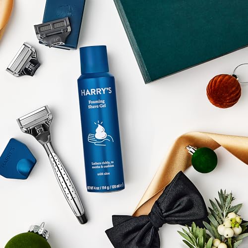 Harry's Shaving Holiday Gift Set for Men - 1 Razor Handle (Craft Edition), 3 Original Razor Blade Refills, Foaming Shave Gel & Travel Blade Cover