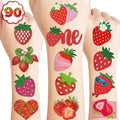 90 PCS Strawberry Temporary Tattoos for Kids | Waterproof Party Favors