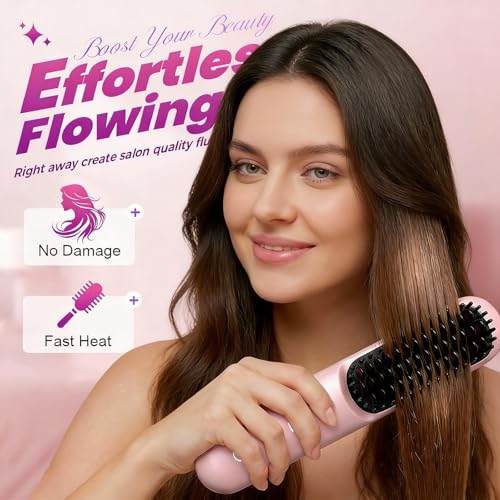 Cordless Straightening Brush for Short Hair - Ionic Ceramic