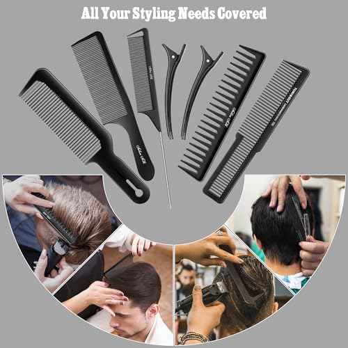 SALONSILK 13PCS Hair Cutting Shaving Brush and Comb Set, Professional Barber Combs for Hair Stylist, Premium Grade Barber Brush Neck Duster, Fading Comb Barber Clipper Comb