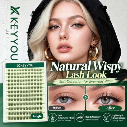 KEYYOU DIY Jungle Lash Kit Fluffy Natural Eyelash Clusters for Everyday Style