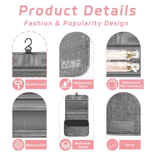 Hanging Toiletry Bag with Hook, Waterproof Travel Organizer